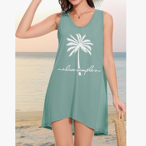 Sea salt green vacation cover up dress beach vibes - Picture 1 of 2